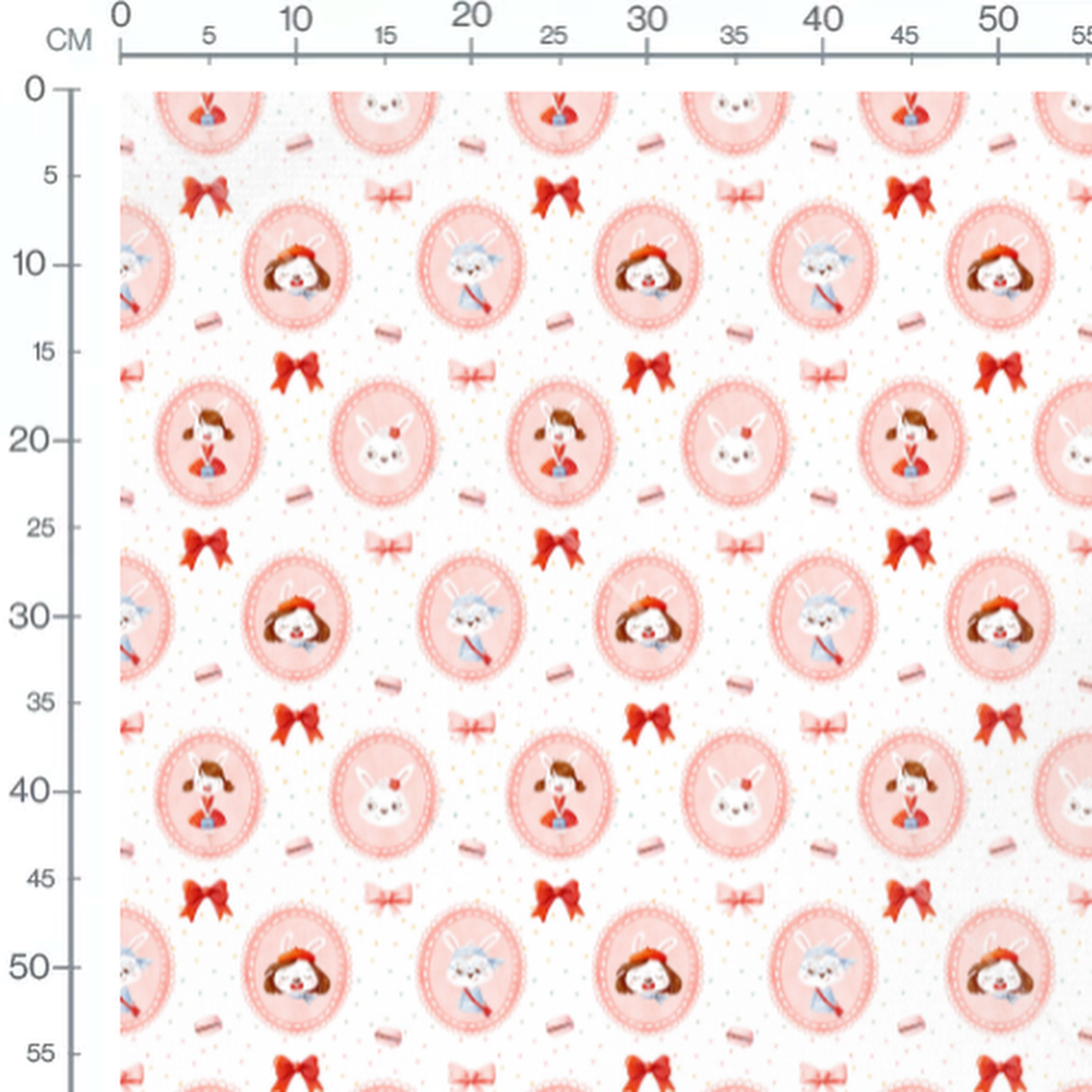 Tissu - Lapins colorés et macarons