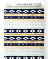 Tissu - Géométrie orange et bleue