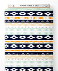 Tissu - Géométrie orange et bleue