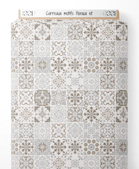 Tissu - Carreaux motifs floraux et