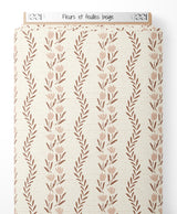 Tissu - Fleurs et feuilles beige