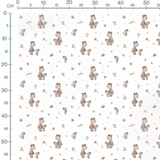 Tissu - Ours et petits sur fond blanc