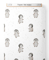 Tissu - Pingouins sur fond neigeux