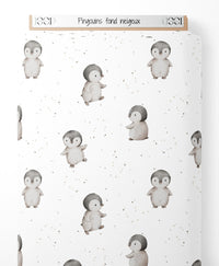 Tissu - Pingouins sur fond neigeux