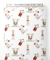 Tissu - elephant et girafe de Noel