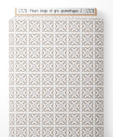 Tissu - Fleurs beige et gris géométriques 2