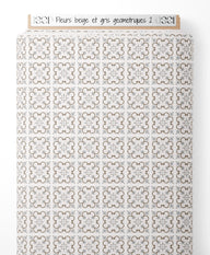 Tissu - Fleurs beige et gris géométriques 2