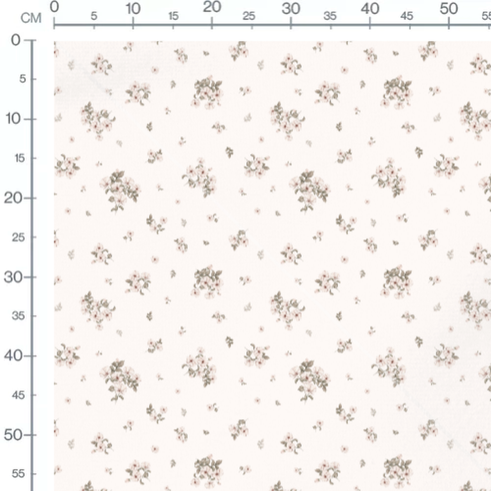Tissu - Bouquets roses sur fond blanc 2