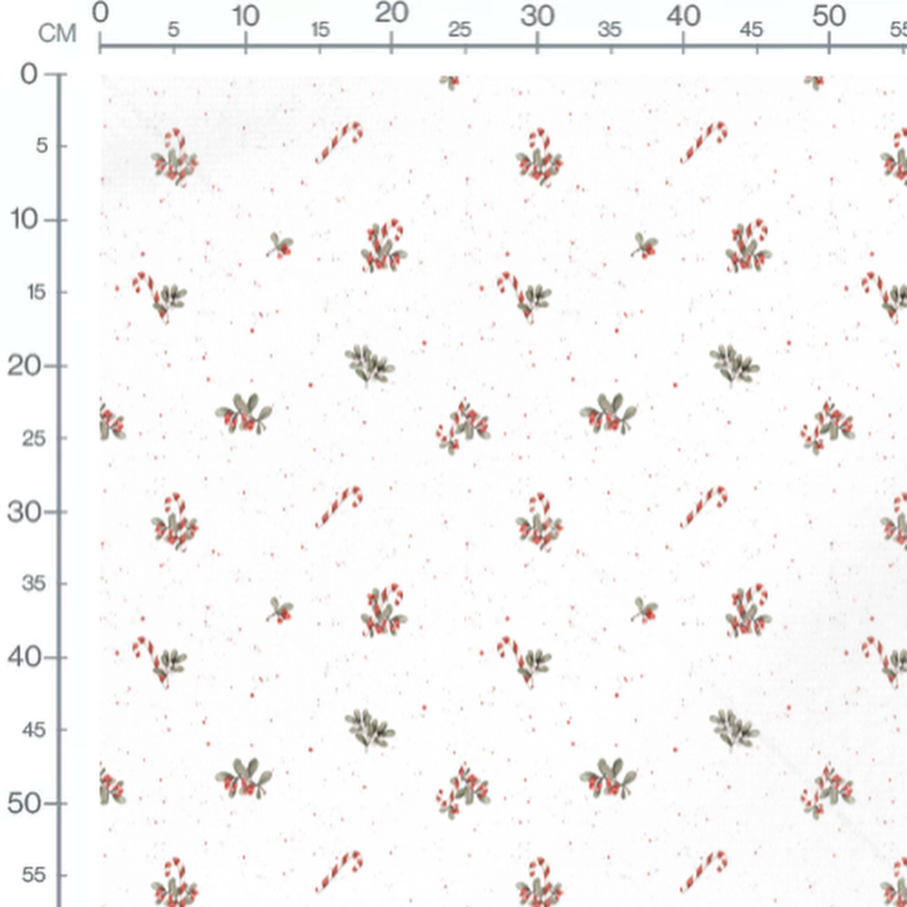 Tissu - Sucre d'orge et feuilles blanches