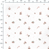 Tissu - Sucre d'orge et feuilles blanches