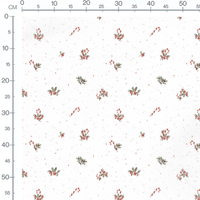 Tissu - Sucre d'orge et feuilles blanches