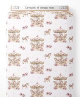Tissu - Carrousels et chevaux roses