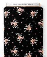 Tissu - Fleurs roses et feuilles vertes 4