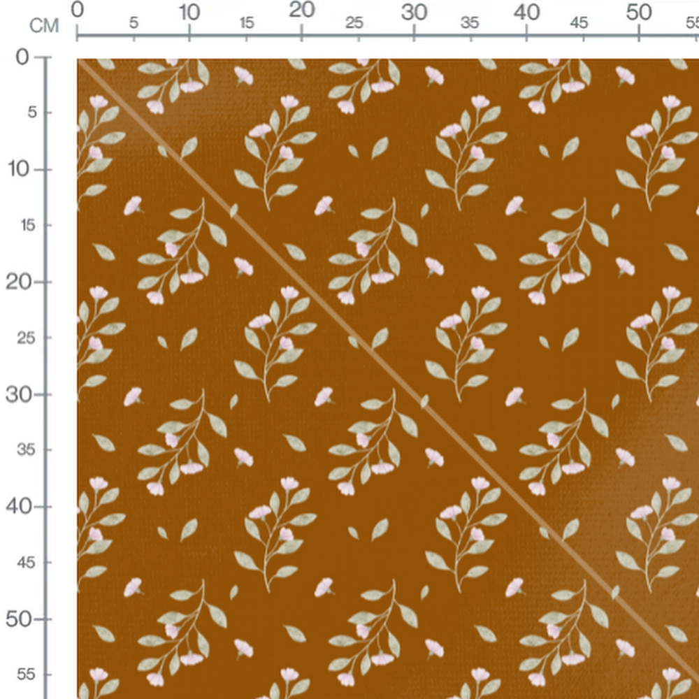 Tissu - Fleurs roses et feuilles vertes 3