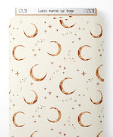Tissu - Lunes marron sur beige
