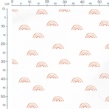 Tissu - Arcs-en-ciel roses sur blanc 2