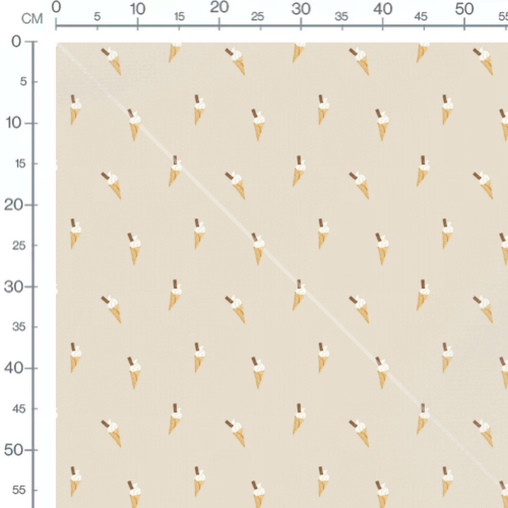 Tissu - Cornets dorés sur fond beige