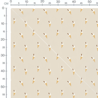 Tissu - Cornets dorés sur fond beige