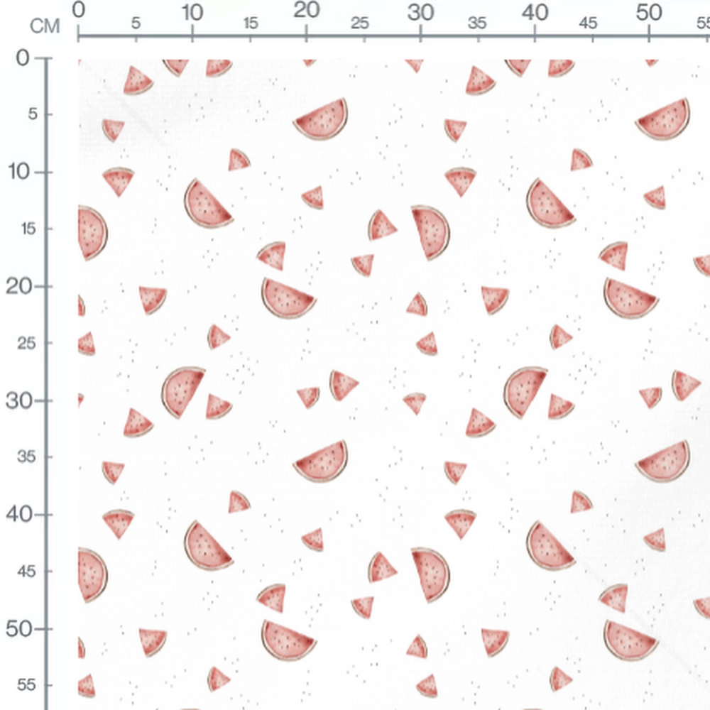 Tissu - Pastèques roses sur fond blanc 2