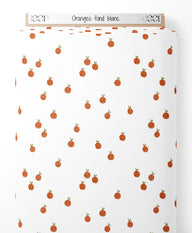 Tissu - Oranges sur fond blanc