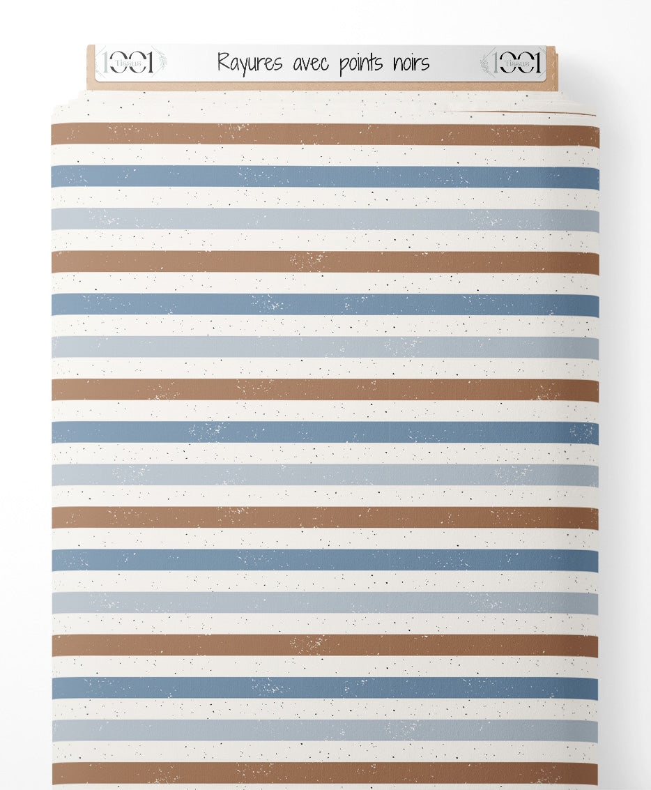 Tissu - Rayures avec points noirs