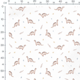 Tissu - Dinosaures et feuillages pastel