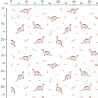Tissu - Dinosaures et feuillages pastel