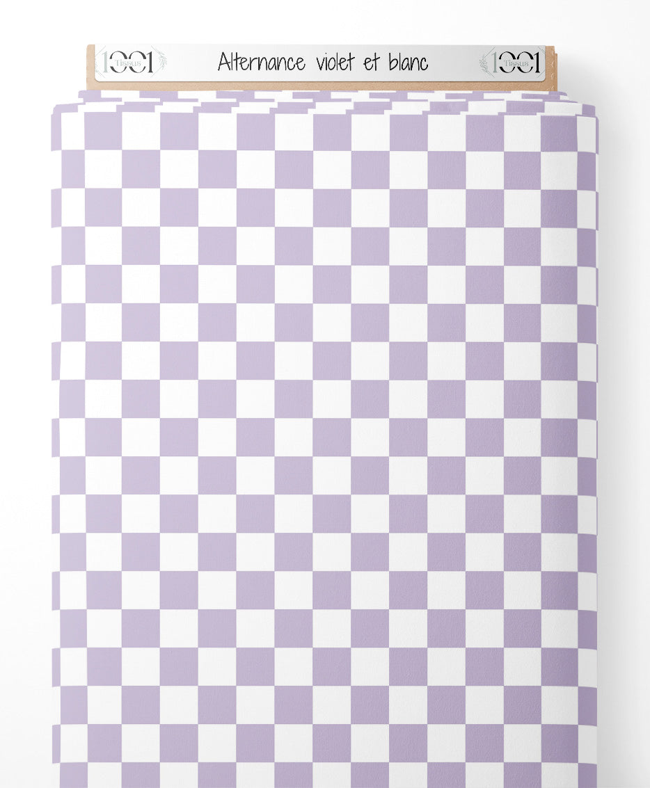 Tissu - Alternance violet et blanc