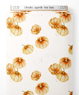 Tissu - Citrouilles aquarelle fond blanc