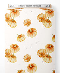 Tissu - Citrouilles aquarelle fond blanc