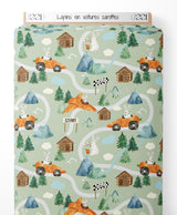 Tissu - Lapins en voitures carottes