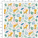 Tissu - Léopards sur fond blanc