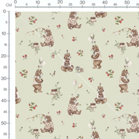 Tissu - Ours festifs sur vert clair
