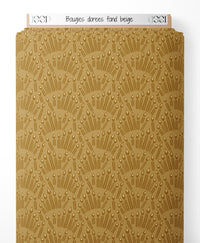 Tissu - Bougies dorées sur fond beige