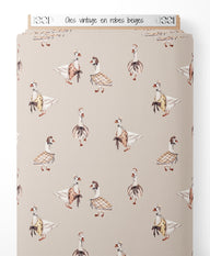 Tissu - Oies vintage en robes beiges