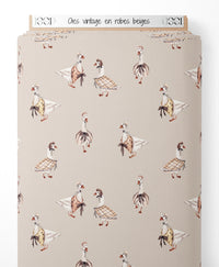Tissu - Oies vintage en robes beiges