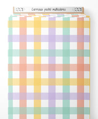 Tissu - Carreaux pastel multicolores