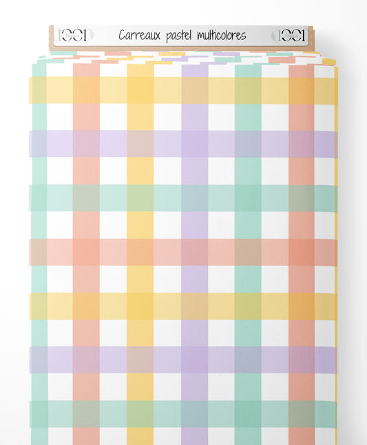 Tissu - Carreaux pastel multicolores