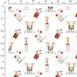 Tissu - elephant et girafe de Noel