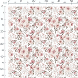 Tissu - Bouquets roses sur fond blanc