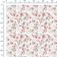 Tissu - Bouquets roses sur fond blanc