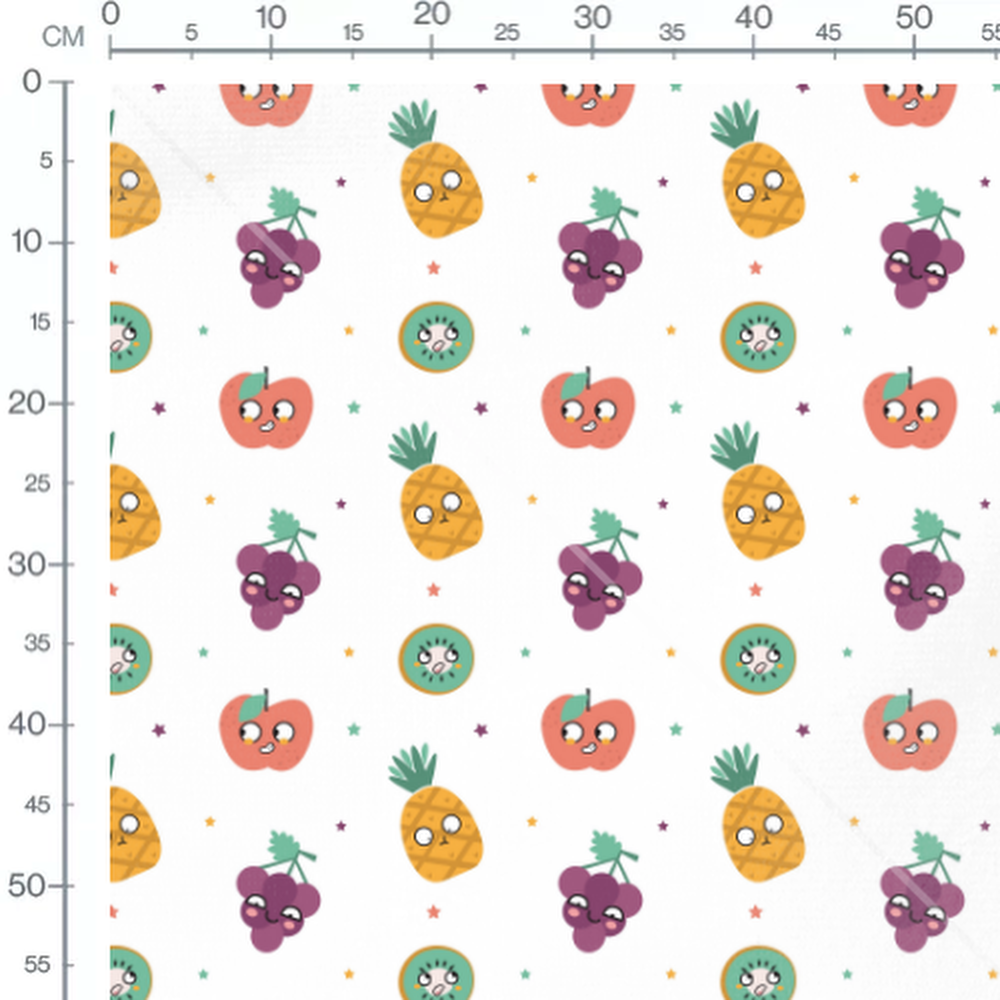 Tissu - Fruits souriants multicolores