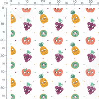 Tissu - Fruits souriants multicolores