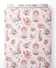 Tissu - Baleines et roses vintage