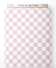 Tissu - Carreaux rose doux et blanc