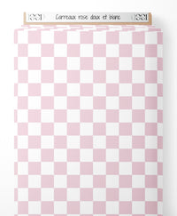 Tissu - Carreaux rose doux et blanc