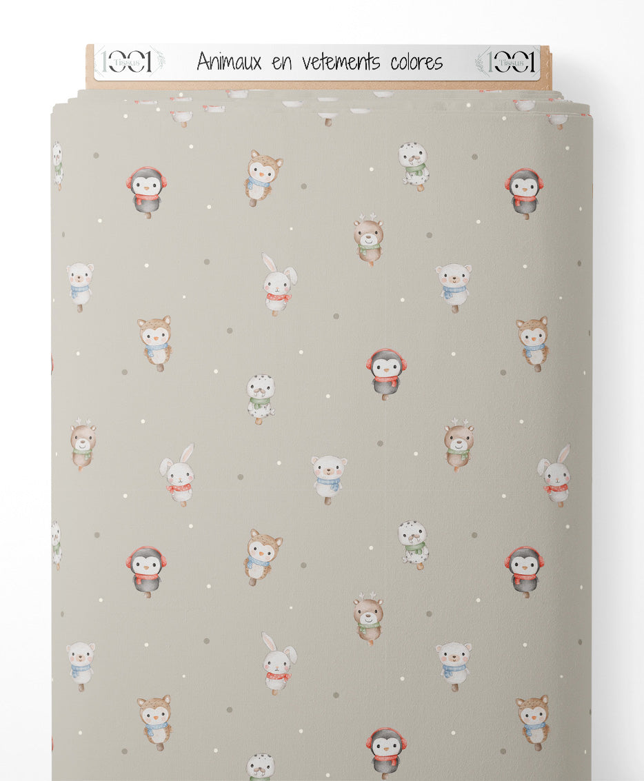 Tissu - Animaux en vêtements colorés