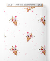 Tissu - Cornets avec chocolat et crème