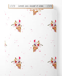 Tissu - Cornets avec chocolat et crème