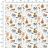 Tissu - Chats fantômes sur blanc